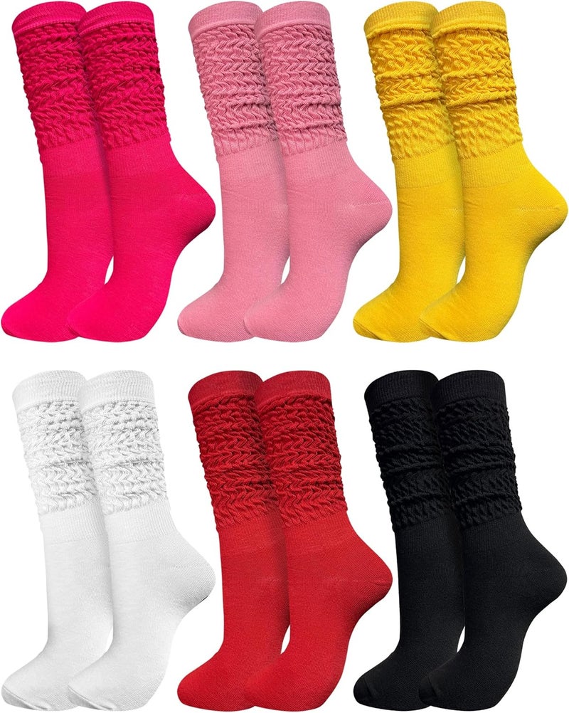 WILLBASIC 6 Pairs Slouch Socks for Women, Soft Extra Long Thick High Slouch Slouchy Sock for Women Mothers Gifts - Image 1